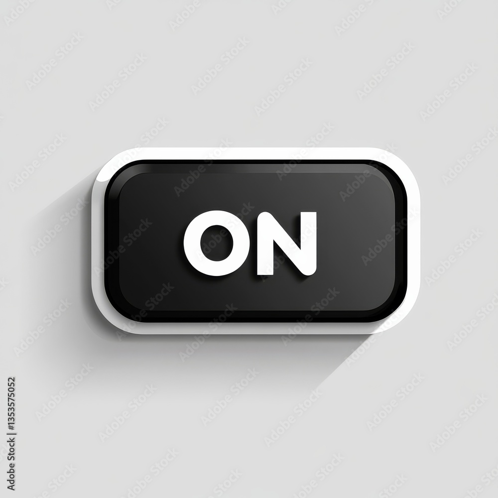 Poster On Switch Button: Black and White Rounded Rectangle with the Text 