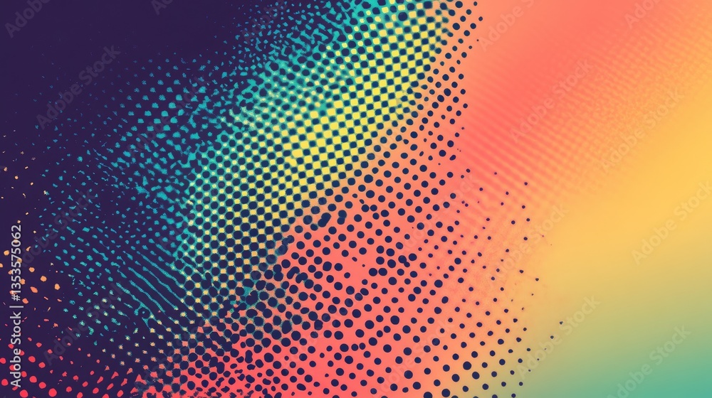 Poster abstract gradient background with vibrant colors and halftone dots, suitable for modern design proje