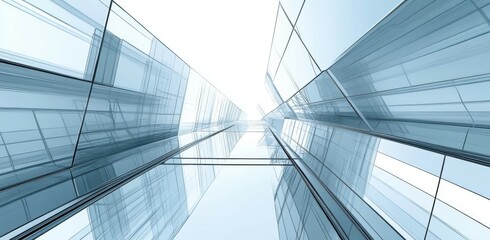 Obraz premium Modern Architecture Glass Skyscrapers Reach for the Sky with Futuristic Design.