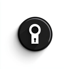 Secure Access: Black and White Keyhole Icon with Subtle Shadow on Clean White Background