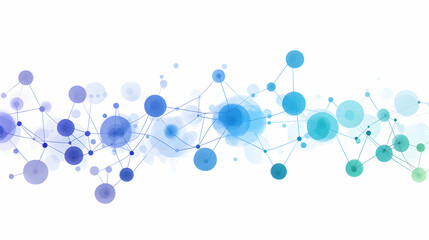 Abstract design with blue gradient circles and lines for connecting data points on white