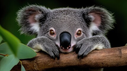 Obraz premium Close-up of a curious koala joey