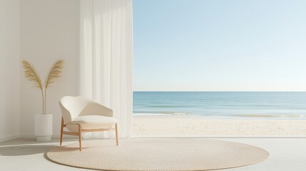 Captivating beach view from a room with large inviting natural light and scenic ocean horizon into space