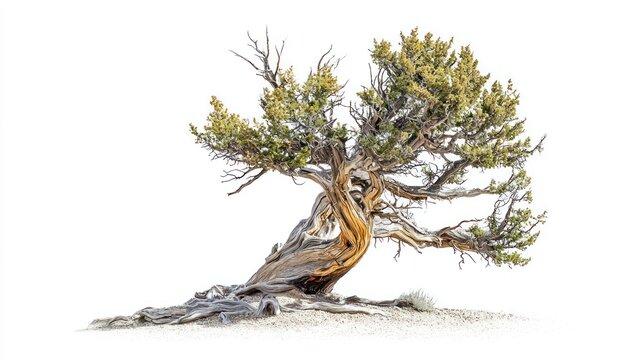 Ancient Bristlecone Pine (Pinus longaeva) isolated on white background