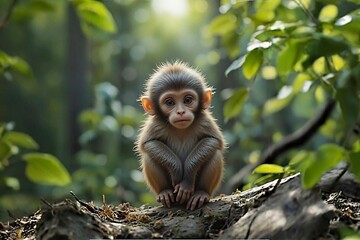 Fototapeta premium Little Cute Monkey in forest