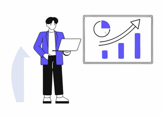 A man doing a marketing presentation vector illustration