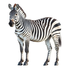 Obraz premium Striking Zebra Standing Still Isolated on Transparent Background