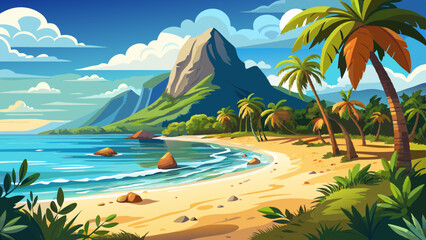 Obraz premium tropical island with palm trees