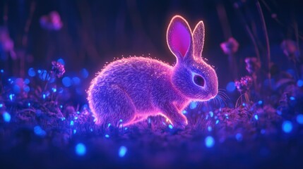 Glowing Bunny in Enchanted Meadow