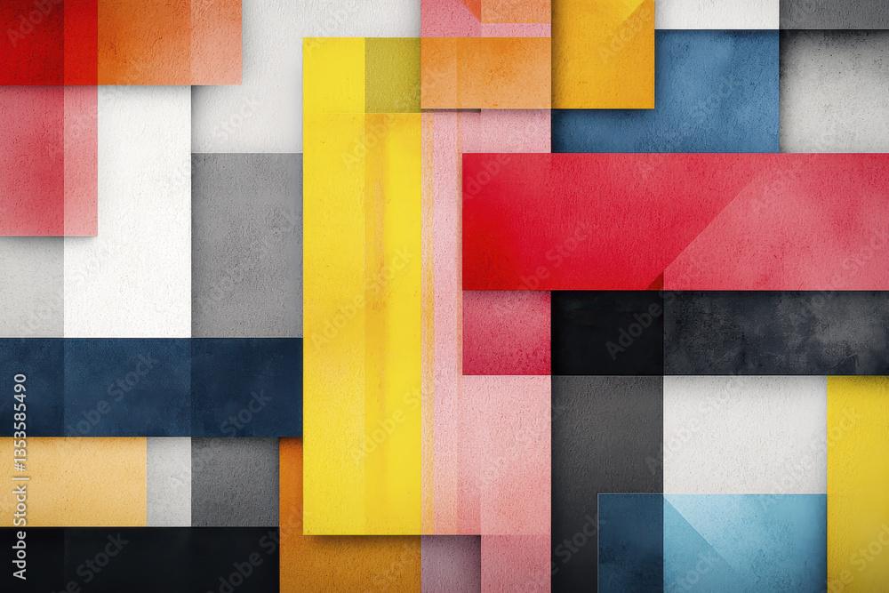 Poster vibrant geometric background design featuring colorful abstract shapes and textures, creating dynami