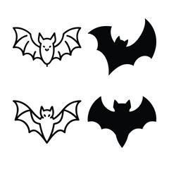 Fototapeta premium Cute Bat Silhouettes in Black and White for Halloween Decor