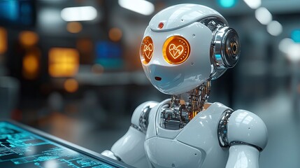Fototapeta premium Healthcare robot conducting automated screening for heart arrhythmias