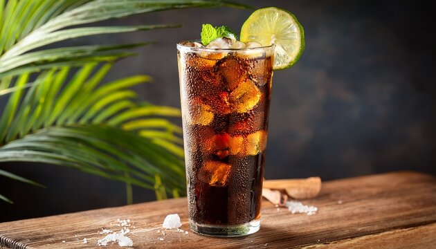 coca coke cocktail in a tall glass cuba libre refreshing summer drink