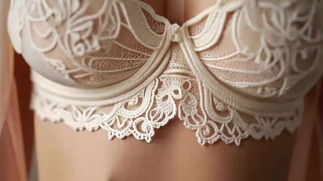 Elegant lace bra design in soft beige color  