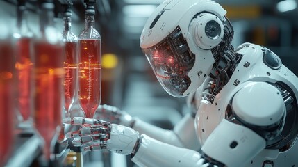 Fototapeta premium Healthcare robot performing automated analysis of blood samples in lab
