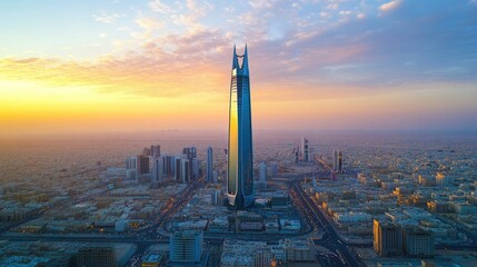 A Bright Daytime View of Riyadh's Cityscape with the Iconic Riyadh Tower