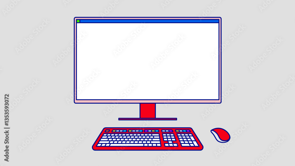 Poster desktop computer colorful graphic illustration vector background