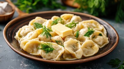 Delicious Homemade Dumplings with Fresh Herbs and Butter