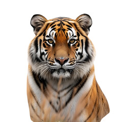 Naklejka premium Majestic Bengal Tiger Crouching in Tall Grass Isolated on Transparent Background