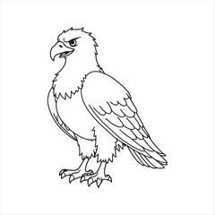 Eagle Line Art Drawing for Coloring Book,Majestic Eagle Outline Vector Illustration,Bald Eagle Cartoon Line Art Design,Wild Eagle Black and White Sketch,Hand Drawn Eagle Outline for Printing