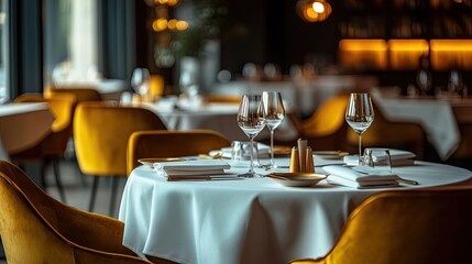 Elegant Dining Setting with Yellow Chairs and Stylish Table Decor