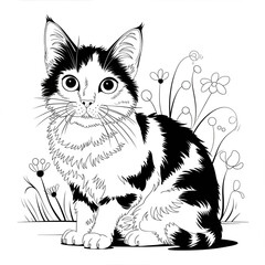 black cat with white background