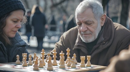 A Captivating Chess Match in the Park