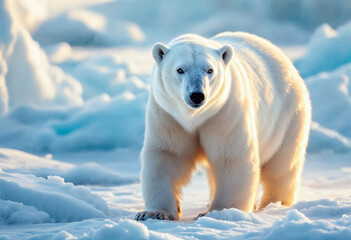 Majestic Polar Bear in Frozen Arctic Landscape 