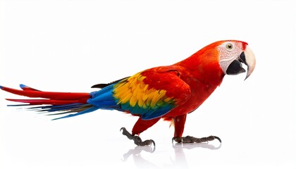 Obraz premium parrot walking and dancing over white