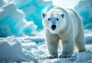 Beautiful Polar Bear in Frozen Arctic Landscape | Wildlife Photography