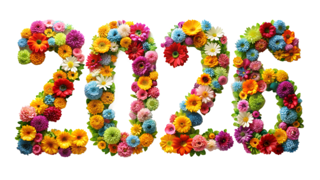 numbers made of colorful splashes isolated on transparent background.