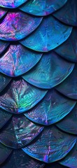 Obraz premium Vibrant iridescent scales in blue and purple tones
