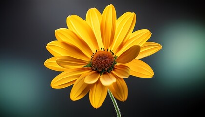 bright yellow flower with petals and green stem symbolizing joy and freshness