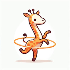 Minimalist Vector Giraffe with Smooth Lines and a Joyful Look