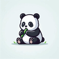 Minimalist and Adorable Panda with a Calm Expression