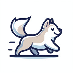 Minimalist Cartoon Dog in a Lively Action Scene