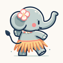Cute Dancing Elephant in a Flat Vector Style