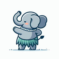 Tropical-Themed Elephant Wearing a Necklace and Skirt