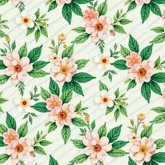 Soft pastel colored seamless floral pattern with blooming flowers and green leaves, pattern, pastel, seamless