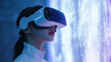Woman Experiencing Immersive Virtual Reality