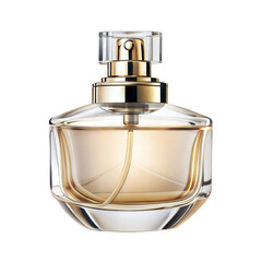 Golden luxury perfume bottle isolated on transparent background. Png