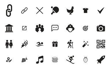 linck icon, camera icon, hen icon, music icon QR code icon 