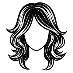 Decorative fashion girl for beauty salon design. Beautiful woman silhouette. Young girl with wavy thick hair. Vector hair style icon
