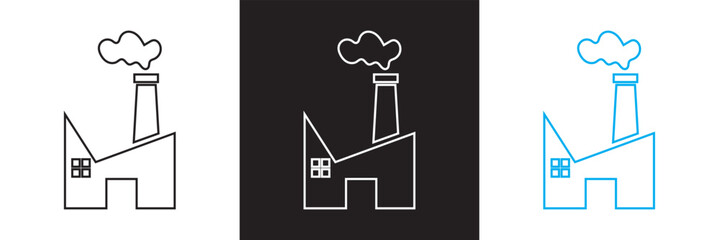 Factory  with Smoke icon. Vector illustration. isolated on white and black background. EPS 10