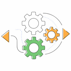 Process Automation Flow- Interconnected gears with directional arrows, indicating continuous automated system.