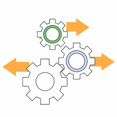 Process Automation Flow- Interconnected gears with directional arrows, indicating continuous automated system.