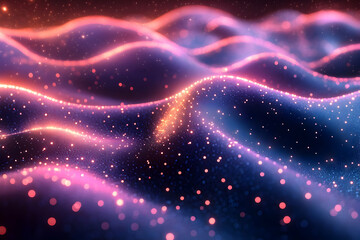 Obraz premium Glowing Particle Waves Dance Mysteriously in Vivid Hues