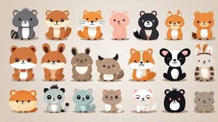 Fototapeta premium Adorable Cartoon Animal Collection for Kids