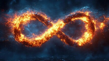 Fiery Infinity Symbol Cosmic Nebula Background