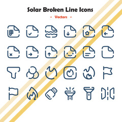 Solar Broken Line Icons Collection